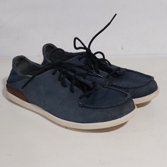Olukai Manoa blue leather sneakers size 9 - Picture 1 of 11